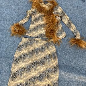 Funky feather and snakeskin skirt set